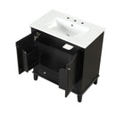 30" Bathroom Vanity With Sink Combo, Multi Functional Bathroom Cabinet With Doors And Drawer - Black by HouseOfZazla