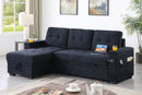 Ashlyn II - 84"W Woven Fabric Reversible Sleeper Sectional Sofa with Storage Chaise by HouseOfZazla