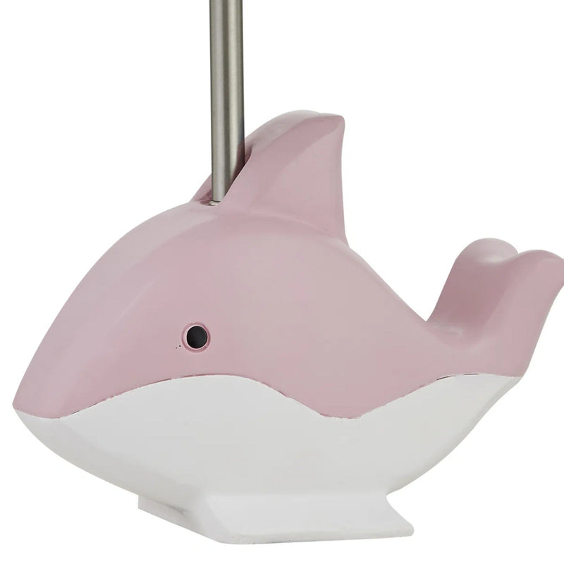 15-Inch Dolphin Table Lamp, Pink Resin Base with White Linen Shade, photo 2 of 9