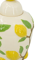 8.7x8.7x15' White Ceramic Lidded Jar with Playful Lemon Design by HouseOfZazla