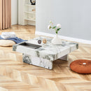 A modern and practical coffee table, black and white in imitation marble pattern, made of MDF material. The fusion of elegance and natural fashion 31.4"x 31.4"x 12 "
