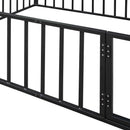 Metal Floor Bed Frame With Fence And Door by HouseOfZazla