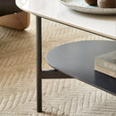 Contemporary Coffee Table Sintered Stone Surface With Ceramic Finish Double Layer Design Base Matte Shelf Modern Living Room Center Table - White / Gray by HouseOfZazla