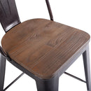 Set of 4 Industrial Metal Counter Stool Dining Chairs with Removable Backrests by LJGDeals