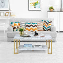 2-Tier Rectangular Modern Coffee Table with Gold Print Metal Frame by LJGDeals