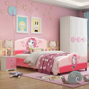 Kids Children Upholstered Platform Toddler Girl Pattern Bed by LJGDeals
