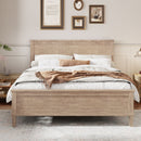 Mid-Century Platform Bed With Headboard And Slat Support, No Box Spring Needed