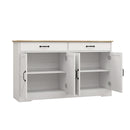 55.91" Large Farmhouse Buffet Cabinet Storage Sideboard with 2 Drawers and 4 Doors for Dining Living Room Kitchen Cupboard-White