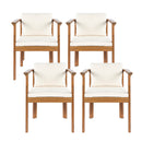 Outdoor Dining Chair Set of 4 with Curved Acacia Wood Arms