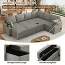 U-Shaped Sectional Sleeper Sofa With Ample Storage Space, 2 Cup Holders And Charging Ports For Living Room by Unique Piece Furniture