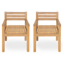 Set of 2 Outdoor Acacia Wood Dining Chairs with Woven Seats