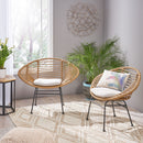 Cordella - Outdoor Woven Wicker Chairs With Cushions, (Set of 2)