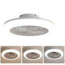 Enclosed Ceiling Fan With Light and Remote, Flush Mount Bladeless Low Profile - White by HouseOfZazla