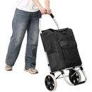 Foldable Shopping Trolley With Wheels And Removable Waterproof Bag - Black by HouseOfZazla