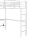 Metal Queen Size Loft Bed with Power Outlet and LED Lighted