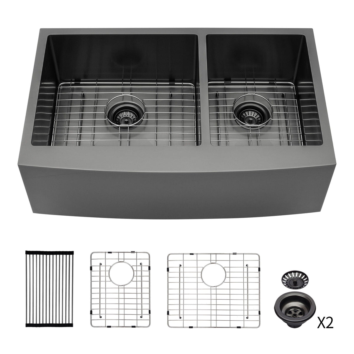 Double Bowl Farmhouse Sink, Stainless Steel Apron Front