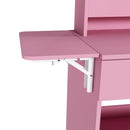 Vanity Desk With LED Mirror Lights And Power Outlet Charging Station, 3 Drawers, 7 Shelves, Storage Stool - Pink by HouseOfZazla