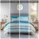 8 Piece Printed Seersucker Comforter and Quilt Set Collection Aqua King/Cal King