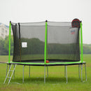 14Ft Trampoline With Basketball Hoop Inflator And Ladder (Inner Safety Enclosure) - Green by HouseOfZazla