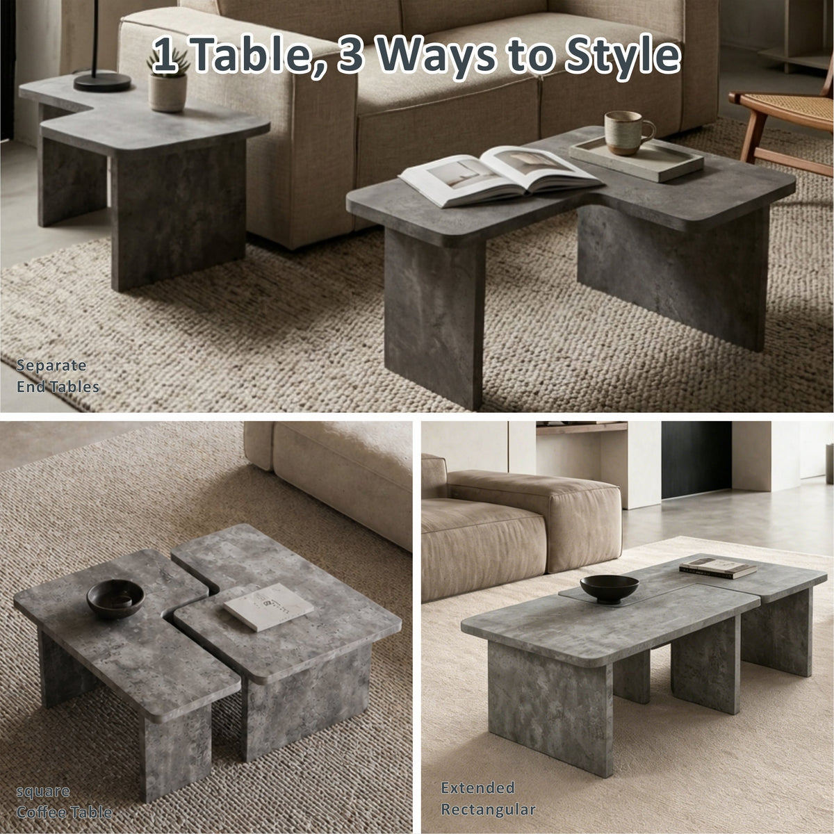 Modular Concrete Coffee Table Set of 2, photo 5 of 10