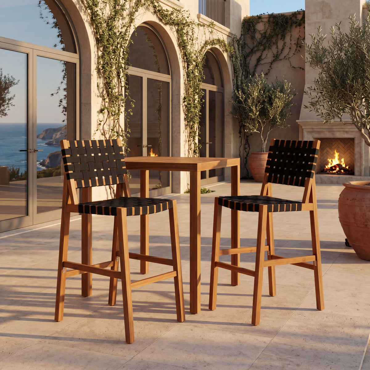 30.5 Inch Seat Height Outdoor Acacia Solid Wood Patio Side Chair, photo 4 of 10