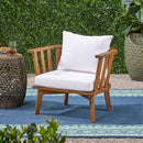 Outdoor Club Chair With Curved Backrest And Frame - White