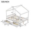 House Style Platform Bed With Headboard, Footboard, 2 Drawers, And Roof Design by HouseOfZazla