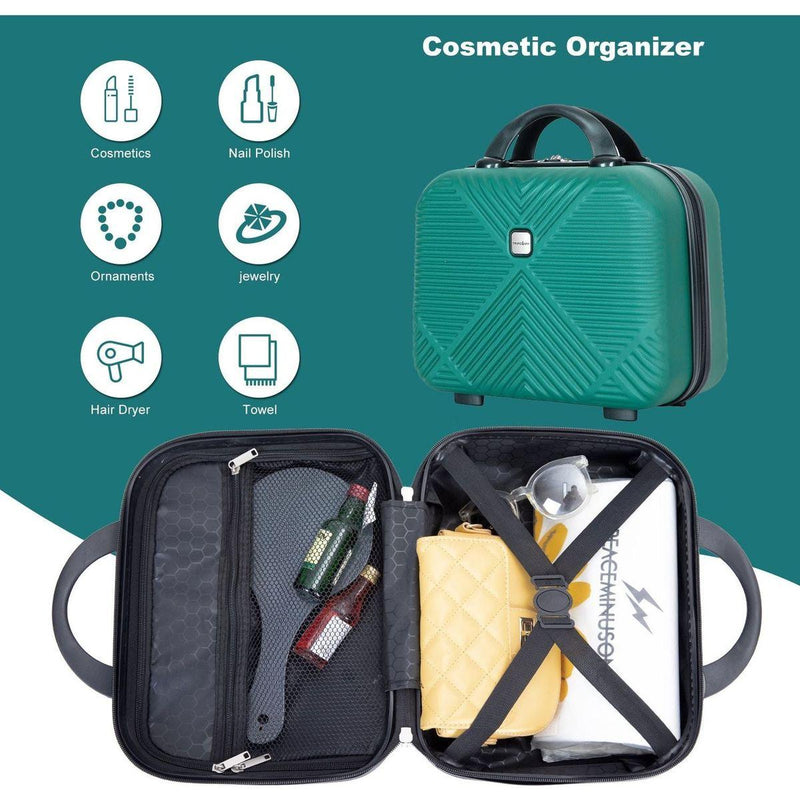 2Piece Luggage Sets ABS Lightweight Suitcase, Spinner Wheels, (20/14) DARK GREEN