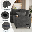U-Shaped Sectional Sleeper Sofa With Ample Storage Space, 2 Cup Holders And Charging Ports For Living Room by Unique Piece Furniture