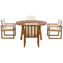 5 Piece Outdoor Patio Dining Set With 4 Armchairs And Table - Beige by HouseOfZazla