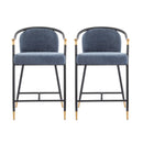 26" H Upholstered Counter Stool with Metal Frame (Set of 2) - Navy by HouseOfZazla