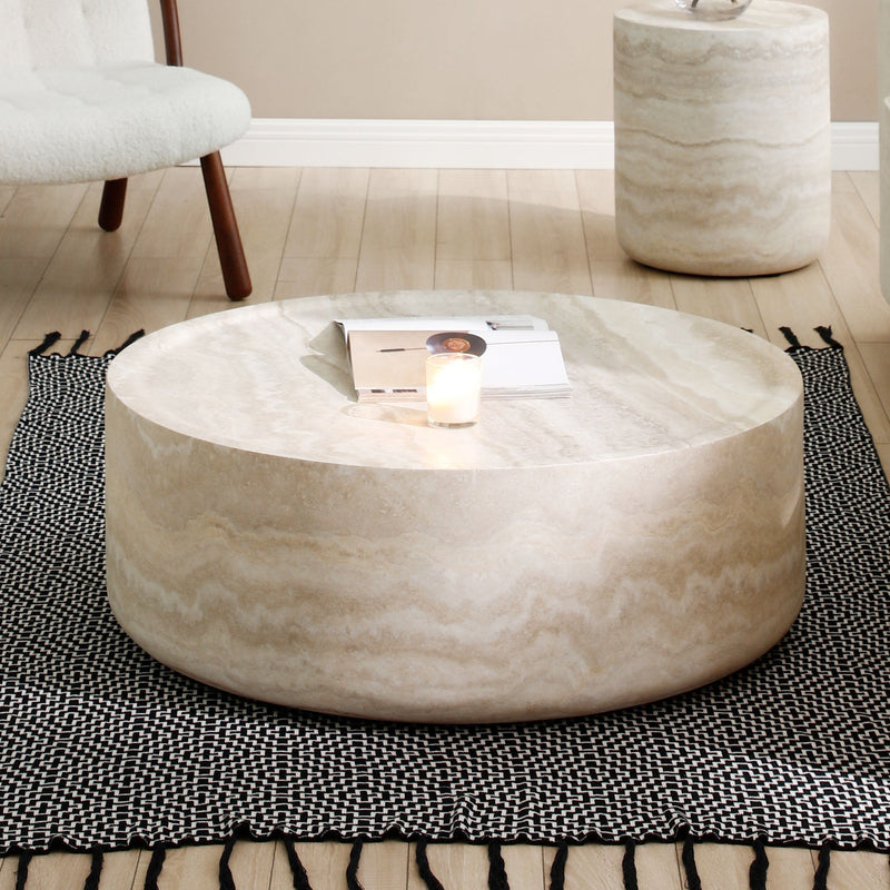 Walker Edison | Faux Marble Pattern Modern Coffee Table