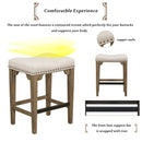 3-Piece Retro Dining Set Solid Wood Counter Height Pub Set Foldable Table with 2 Saddle Stools for Kitchen, Small Space (Distressed Brown)