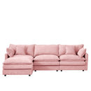 Contemporary Modular Sectional Sofa L Shaped 3-Seater with Movable Ottoman in Pink Chenille, 105 Inch