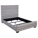 Queen Bed With Textured, And Tufted Headboard - Gray by HouseOfZazla