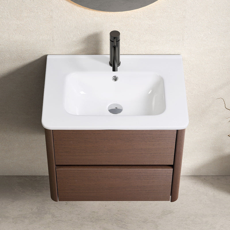 Wall Mounted Bathroom Vanity With Soft Close Drawer - Black Brown, photo 6 of 8