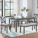6 Pieces Kitchen Dining Set, Rectangular Wooden Dining Table With 4 Chairs And A Bench by Unique Piece Furniture
