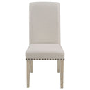 Upholstered Dining Chair With Rolled Edge Seat Back (Set of 2) - Beige