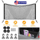 Trunk Cargo Net Stretchable Universal Elastic Truck Net Rear Seat Trunk Storage Organizer Net with Fasteners and Hardware Flexible Nylon Car Storage M