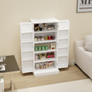 50" LED Kitchen Pantry Cabinet,Freestanding Buffet Cupboards Sideboard with 2 Doors with Racks and Shelves for Kitchen, Living Room and Dining Room-White