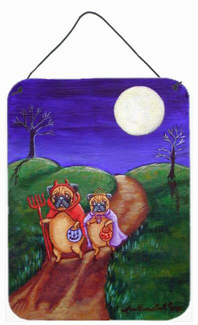 Trick or Treat Halloween Pug Aluminium Metal Wall or Door Hanging Prints