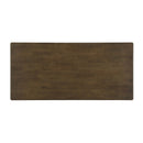 Walnut-Colored Rubber Wood Dining Table with Rattan Accents