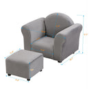 Kids Velvet Upholstered Chair With Ottoman For Comfortable Seating - Gray by HouseOfZazla