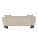 81 in. Curved Boucle Sofa with Wooden Base