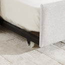 Twin Size Daybed with Trundle Upholstered Sofa Bed, with Vertical Stripes, Linen Fabric, Beige  (82.5'x43'x30')