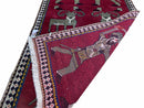 3 X 6 Handmade Wool Rug Tribal Balouch Warriors Deer Animal Pictorial Red Swords
