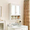 Bathroom Storage Cabinet, Medicine Cabinets For Bathroom With Mirror, 2 Doors 2 Adjustable Shelf & 3 Christmas Style Storage Basket - White by Unique Piece Furniture