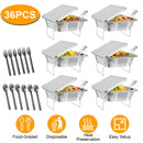 36Pcs Disposable Chafing Dish Buffet Set Food Warmers For Party Buffet Server Catering Supplies With Covers Utensils Half Size Food Pans For Parties E