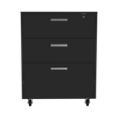 3 Drawers Storage Cabinet with Casters Lions Office, Black Wengue Finish