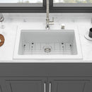 Quartz Kitchen Sink 30" X 22" Granite Composite Workstation Drop In Sink - White